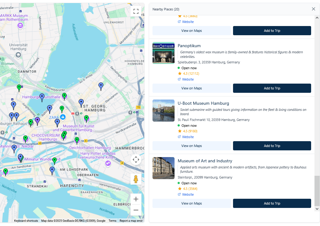 Interactive trip maps